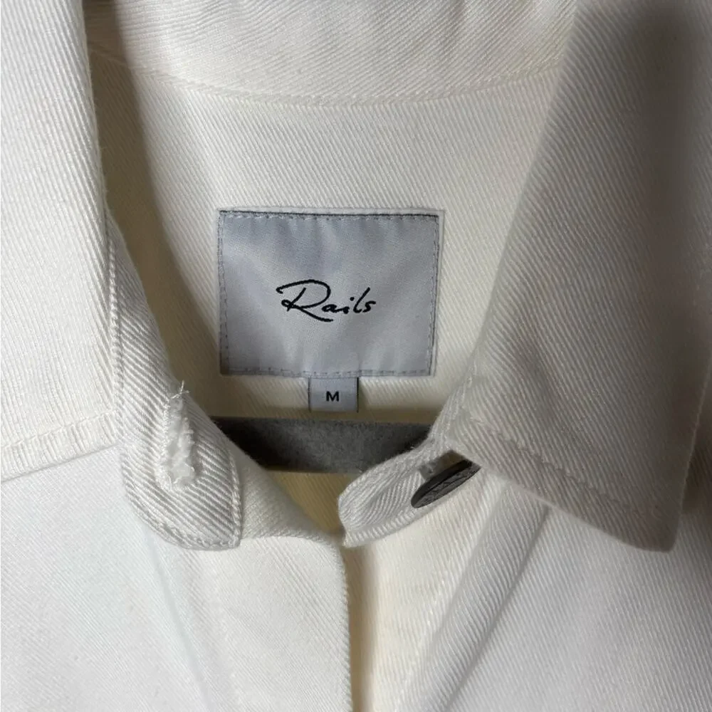 Rails White Button Front Belted Shirt Dress Medium